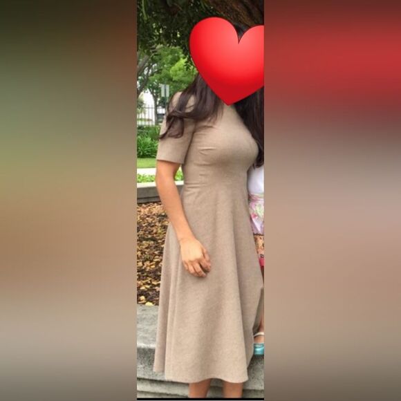 NWT ZARA WOMAN Size Large Wool Blend Midi Dress in Camel Flowy A-Line Neutral - Picture 8 of 11